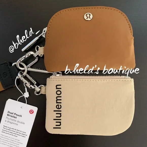 lululemon Dual Pouch Wristlet in Trench/Burnt Caramel/Black OS Brand New NWT